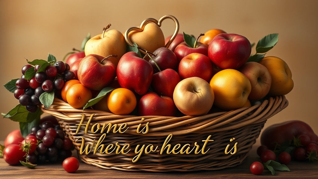 Fruit Basket Still Life with Golden Heart