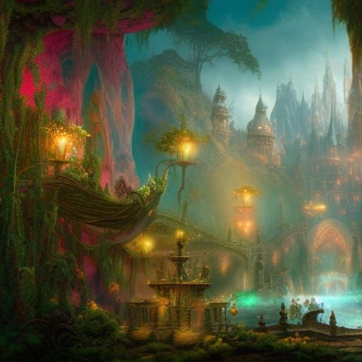 Fantastical Fairy Theme Park: Detailed Matte Painting