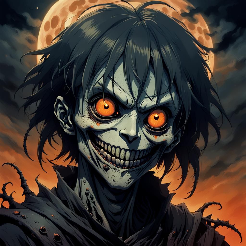 Ominous Macabre Character Portrait in Horror Anime Style