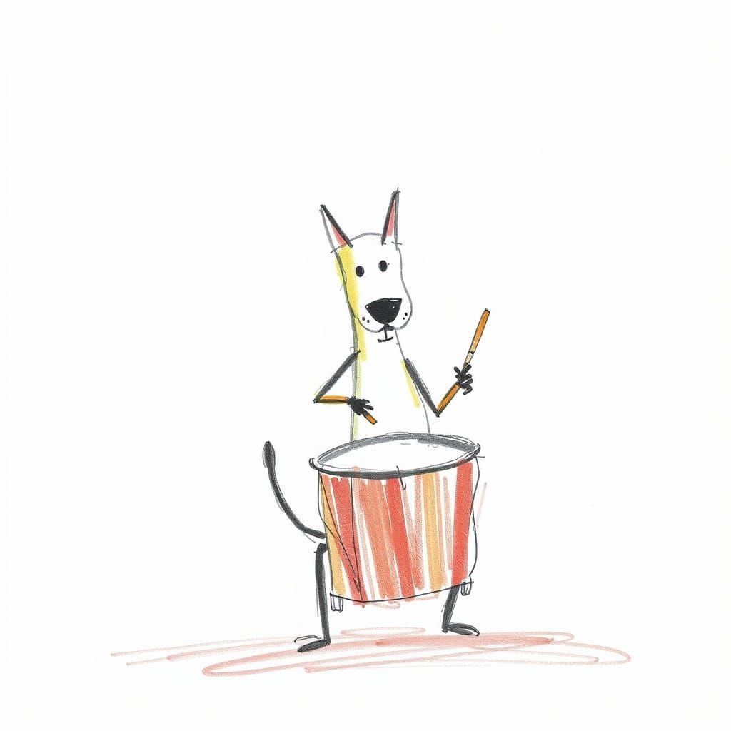 "dog playing drum"