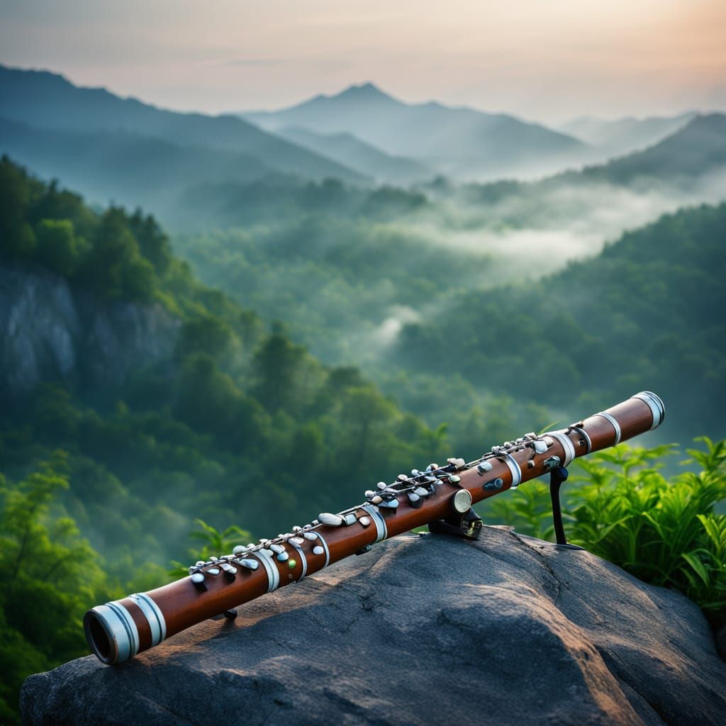 Native American Flute in Serene Rocky Landscape