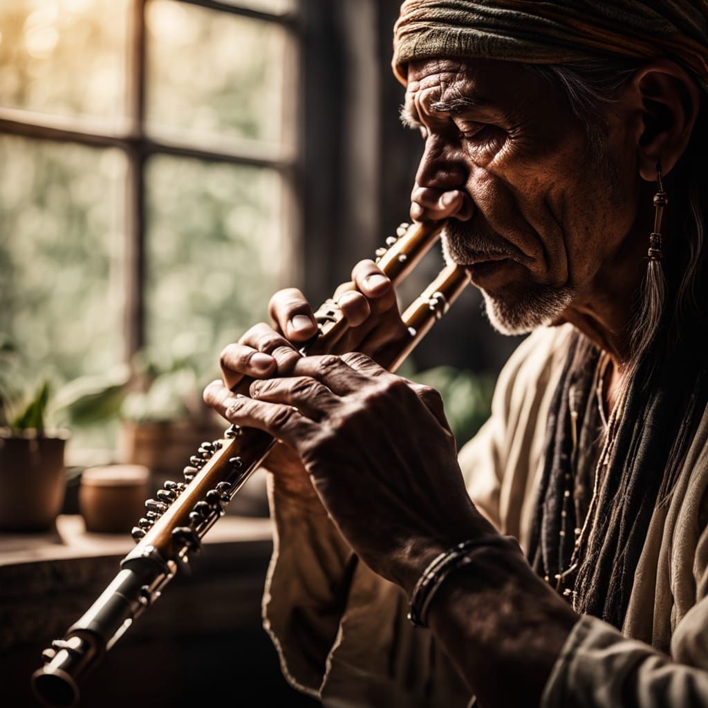 Ethereal Fine Art Photography of a Native American Flute Pla...
