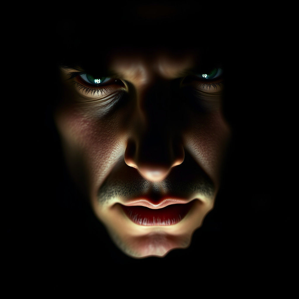 Intense Portrait at the Edge of Darkness