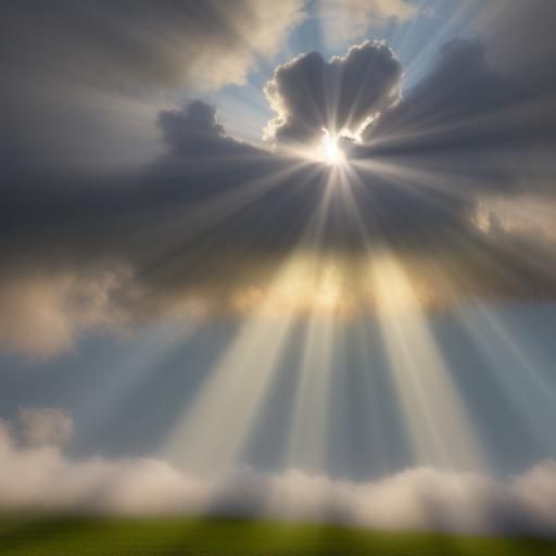 Heavenly Sunshine Beams Through Soft Clouds
