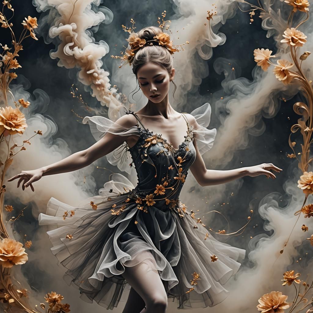 Ethereal Ballerina in Smoky Velvet Texture Play