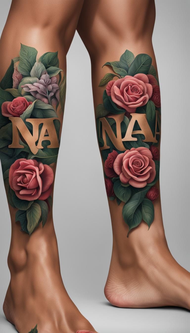 Calf Tattoos in Origami Papercraft Style