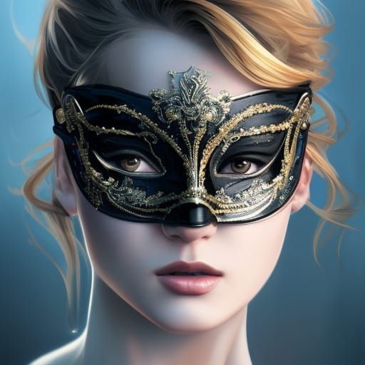Masked Woman Portrait in Hyperdetailed Digital Art