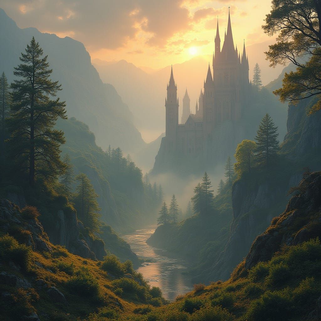 Enchanted Landscape of Rolling Hills and Towering Spires