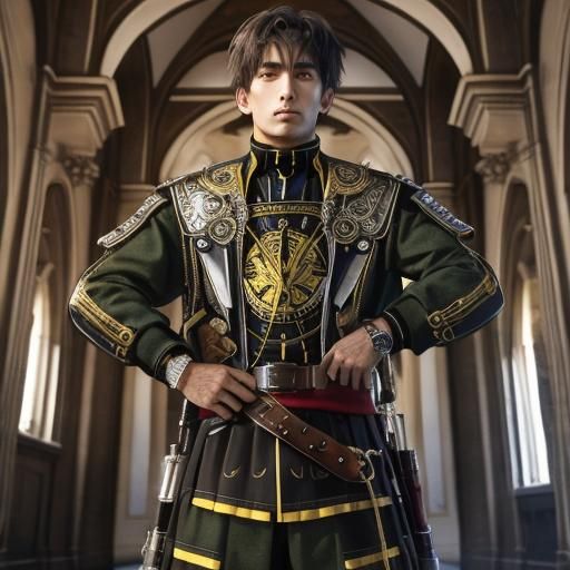 Colorful Abstract Design with Red, Gold and Silver