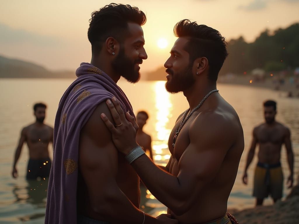 Sensual Encounter on Eastern Lake at Dusk