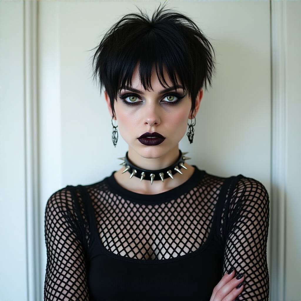 Androgynous Goth Figure in Dramatic Makeup
