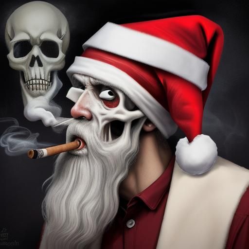 Death Metal Santa Claus Smoking Weed