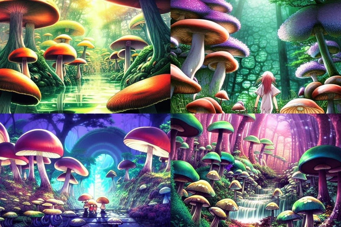 Mystical Mushroom Forest: Studio Ghibli Anime Style