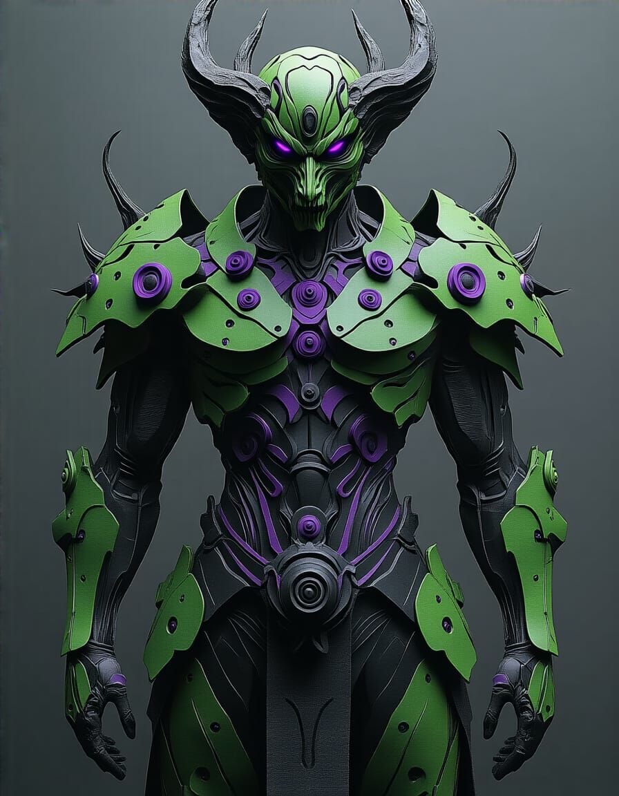 Abstract Armored Demon in 3D with Cubist Details