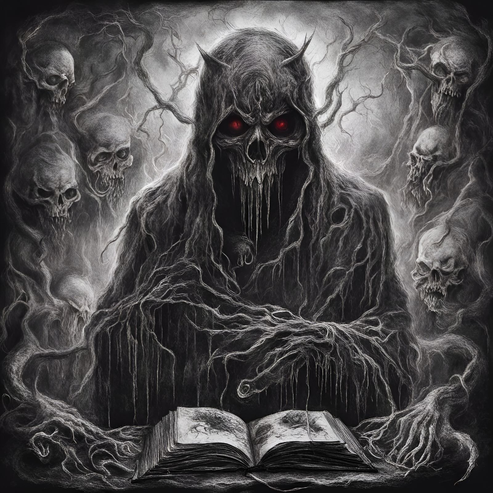 Mystic Horror: Necronomicon Book in Black Metal Style