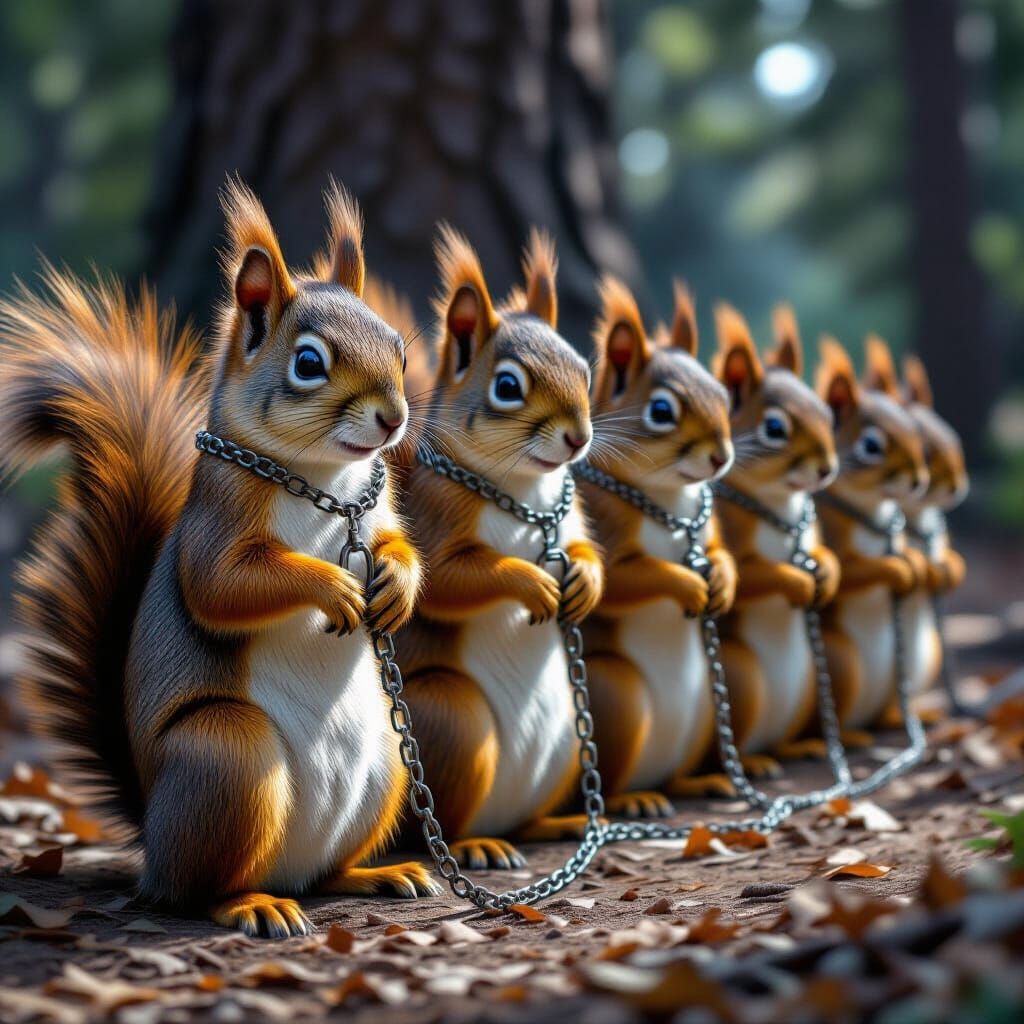 Squirrels Arrested: A Dark Fantasy Matte Painting