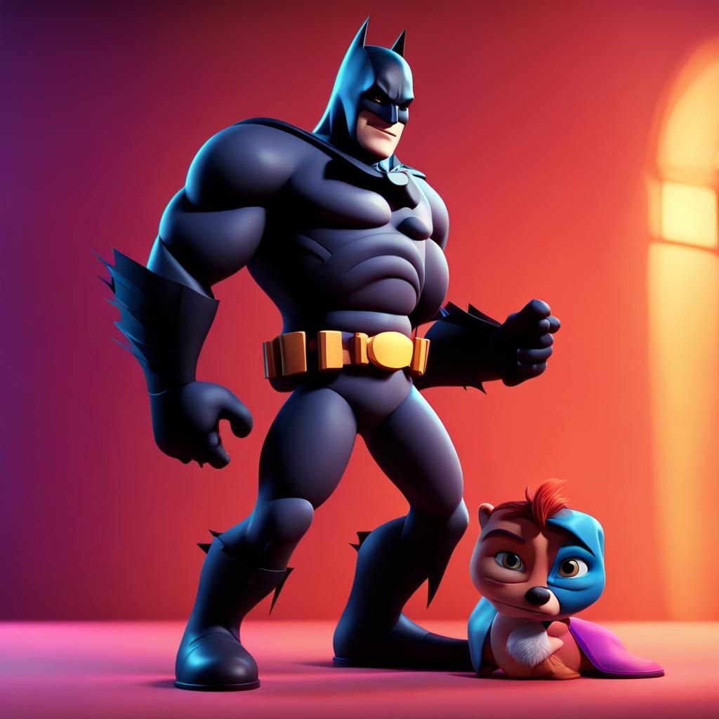 Dark Knight Reimagined as Pixar 3D Concept Art
