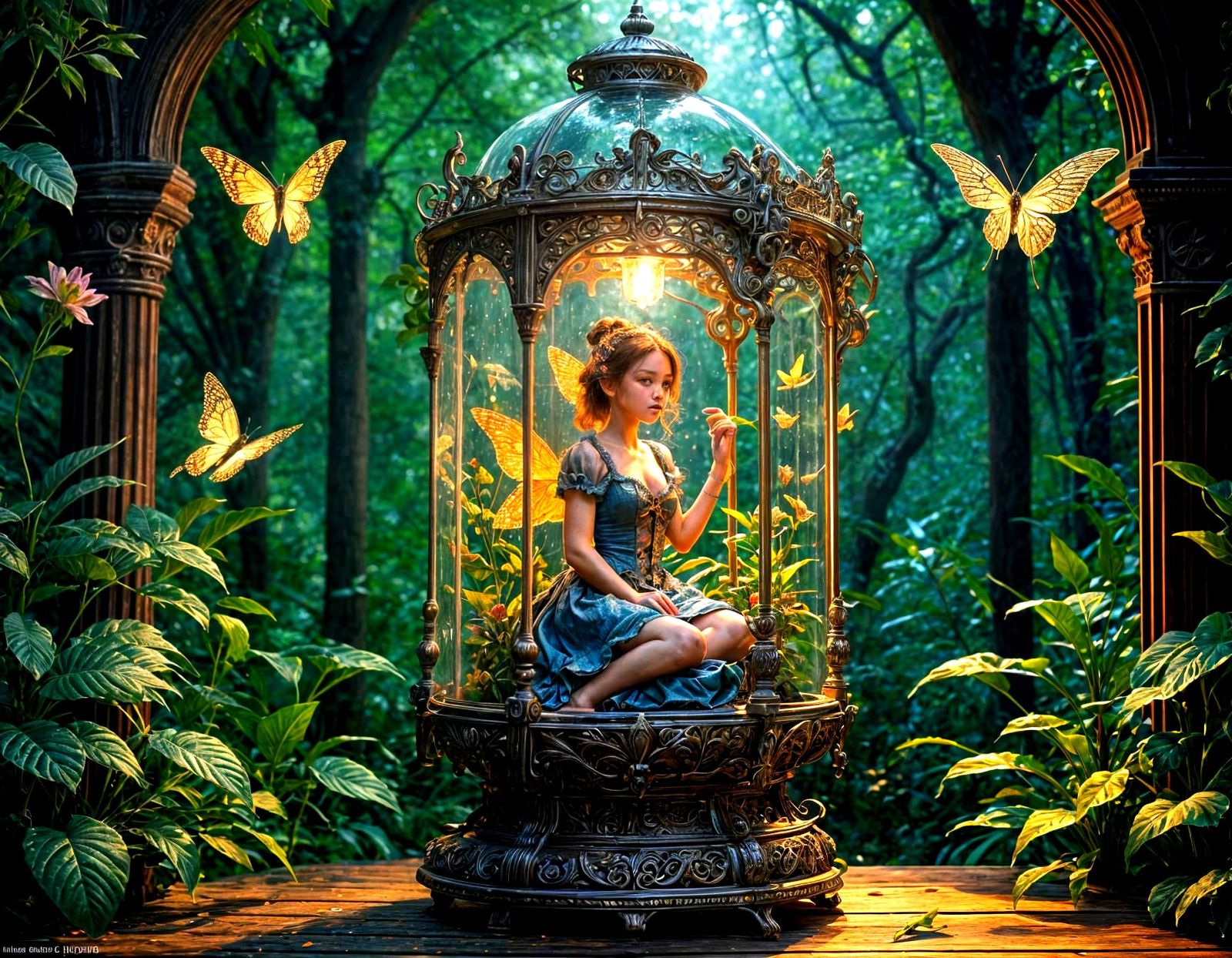 Glowing Fairy in Victorian Lantern: Fantasy Portrait