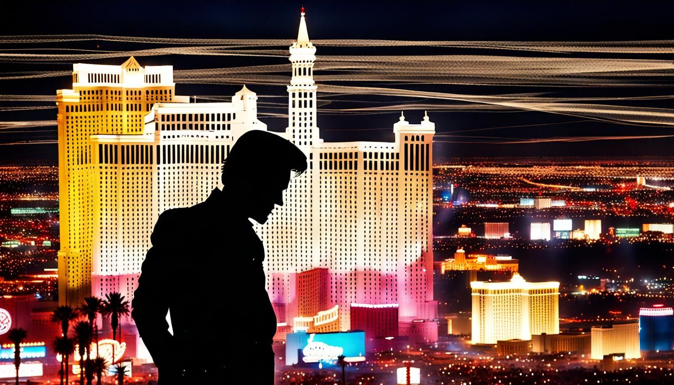 Elvis Presley Silhouette Over Las Vegas Strip