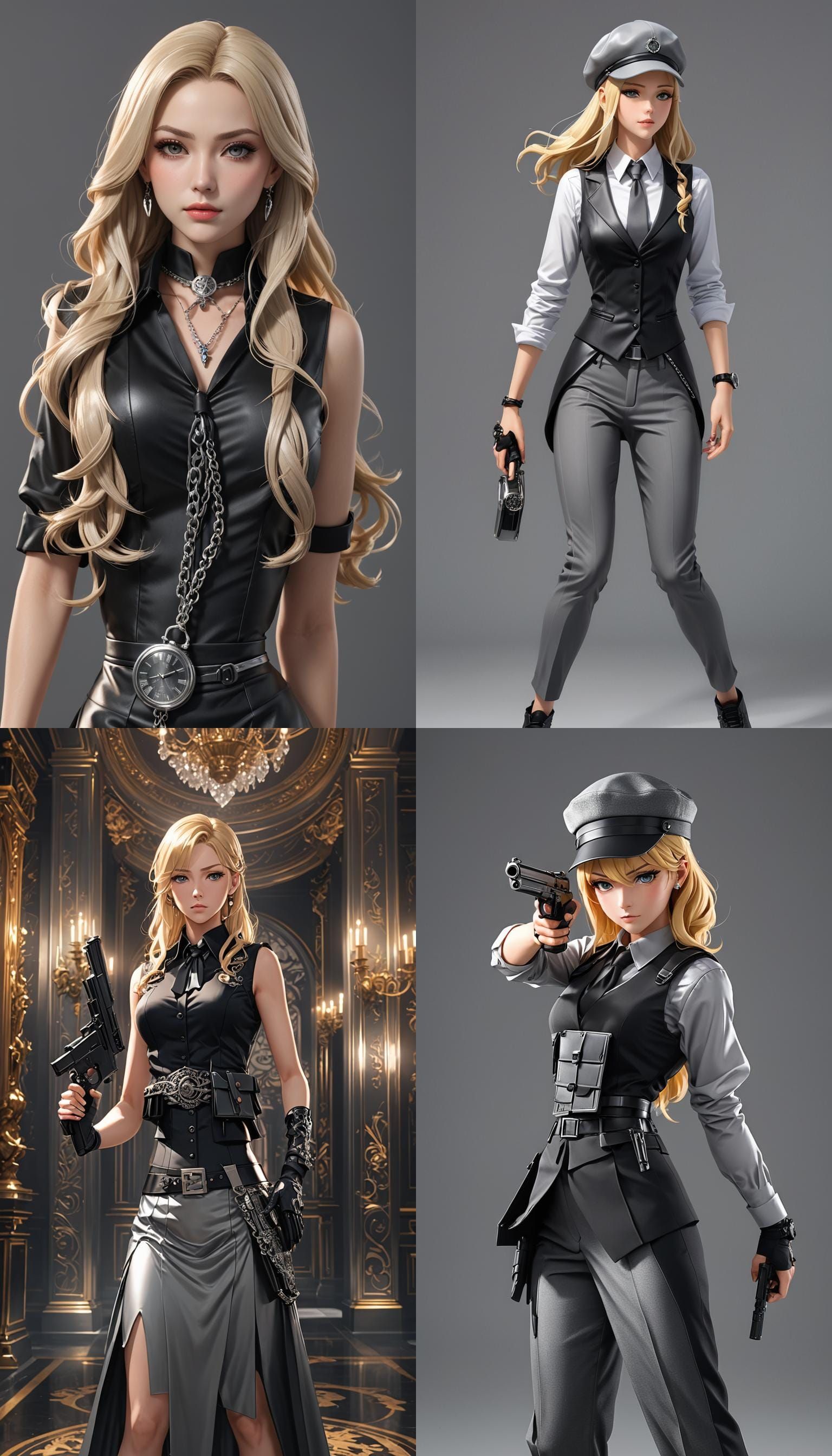 Woman in Formal Attire: 3D Anime Art