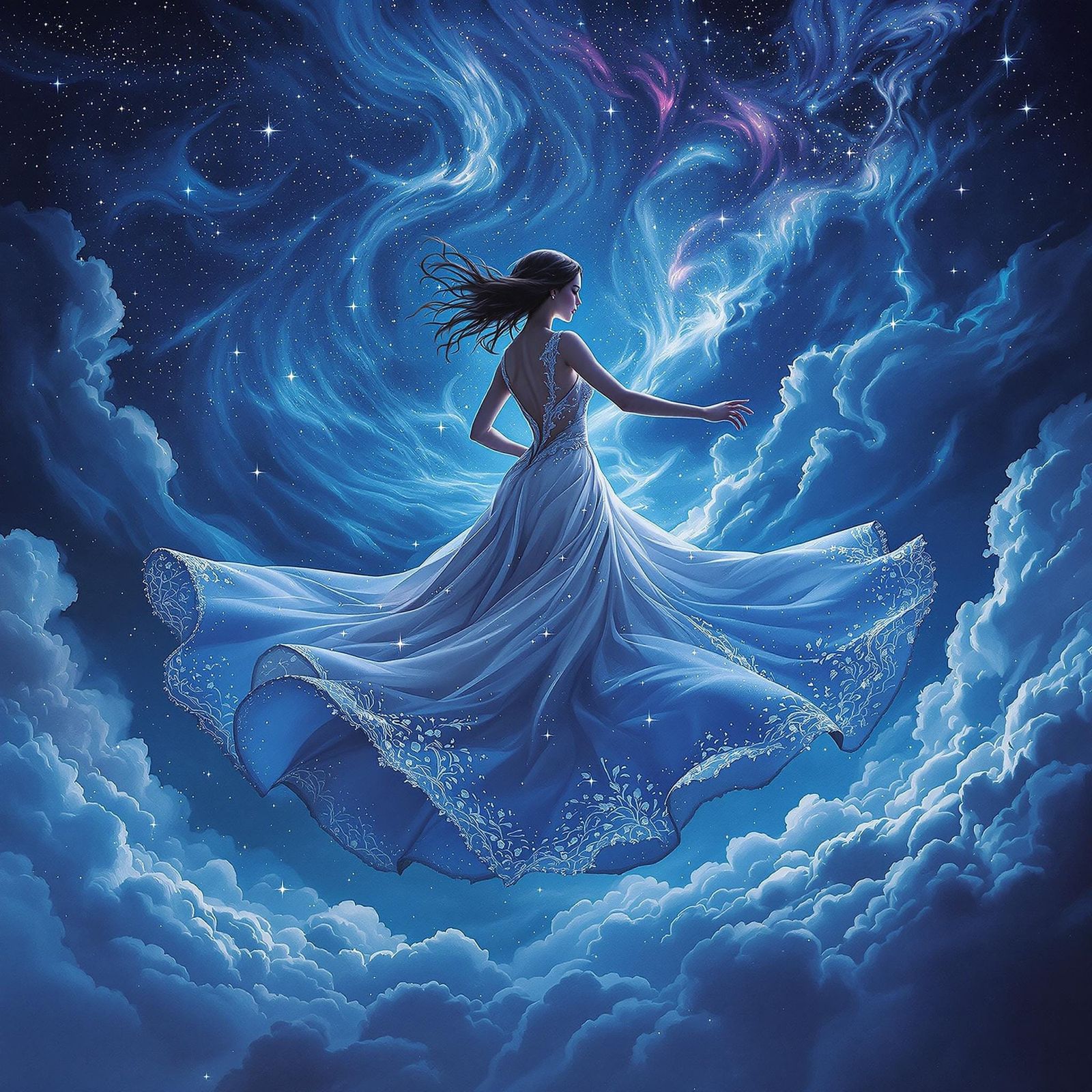 Ethereal Gala in a Dreamlike Night Sky