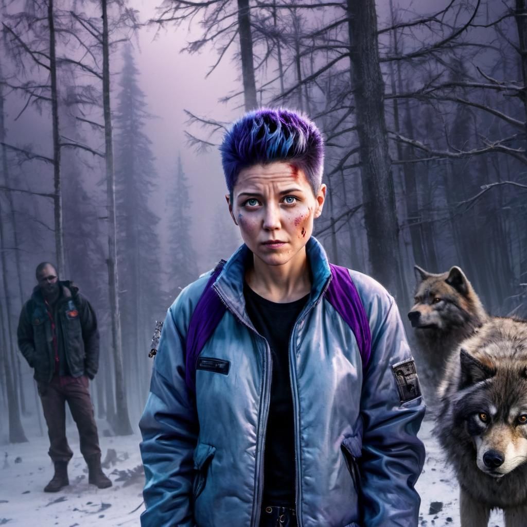 Rebellious Zombie Killer in Winter Desolation Cinematic Styl...