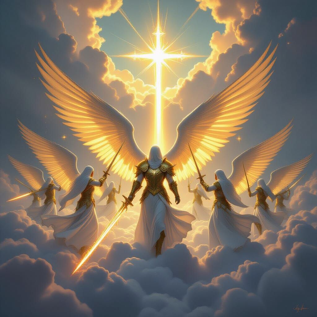 Angelic Army Victorious Above Clouds