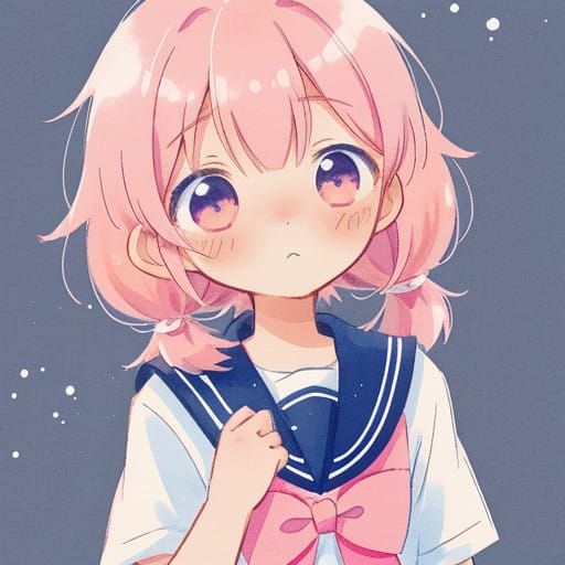 Kawaii Anime Girl in Sweet Sailor Fuku Uniform