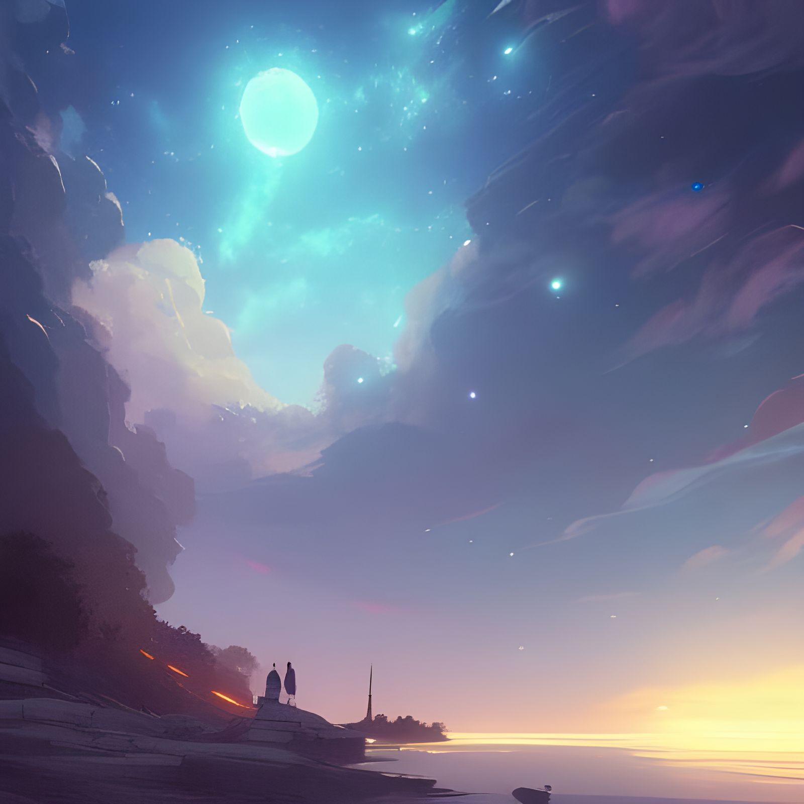 Spectacular Starry Night Sky in Anime Style