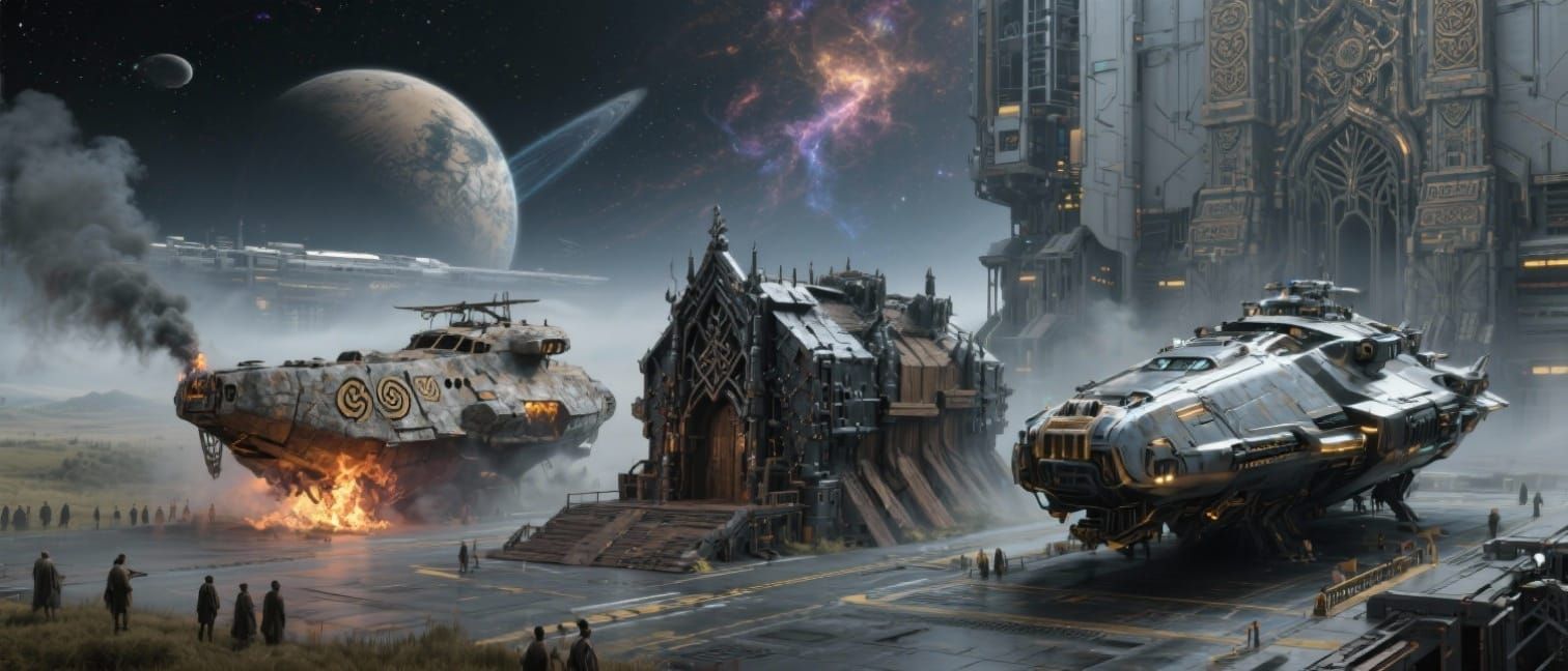 Three Spaceships Docking: Era of Space Travel