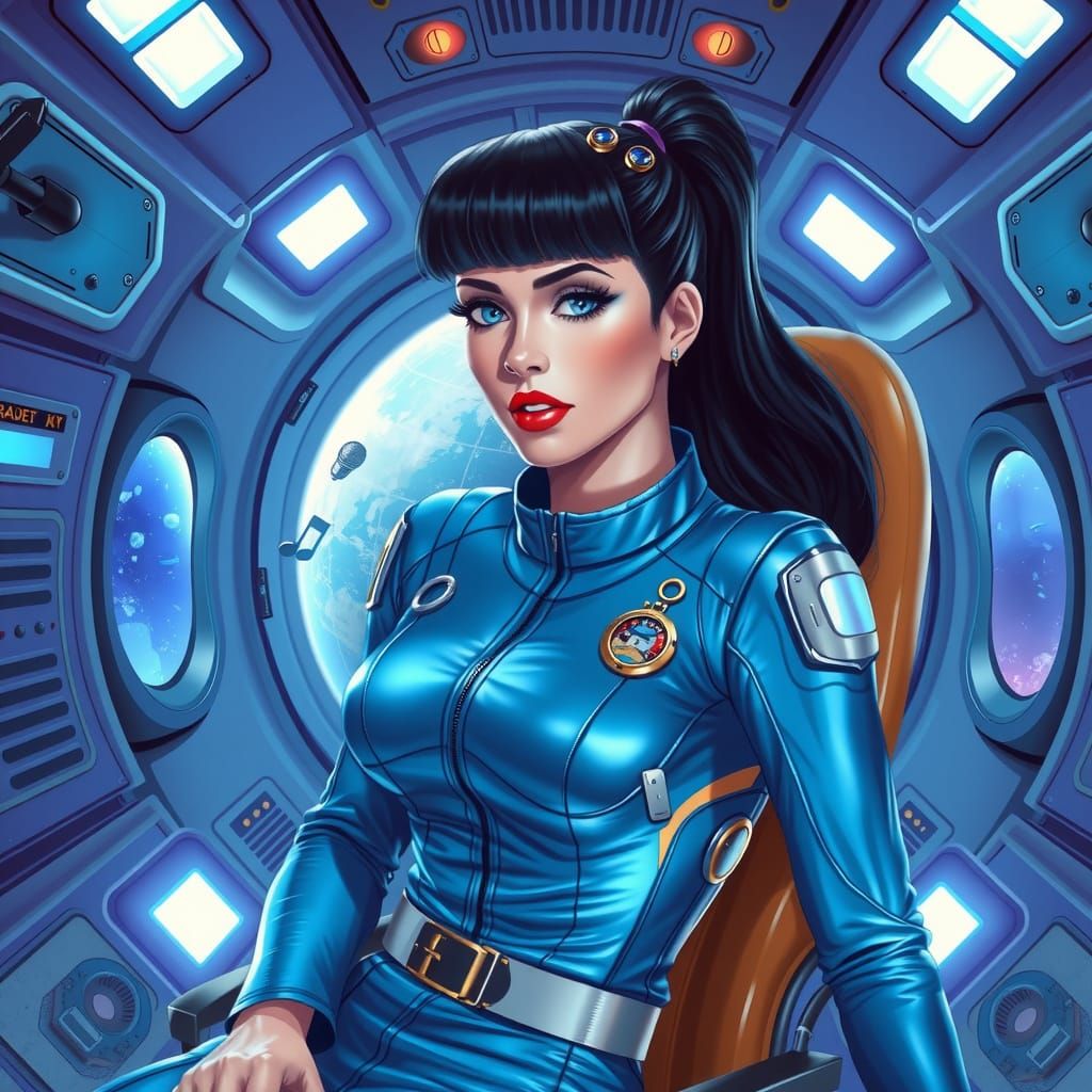 Futuristic Katy Perry in Space Capsule