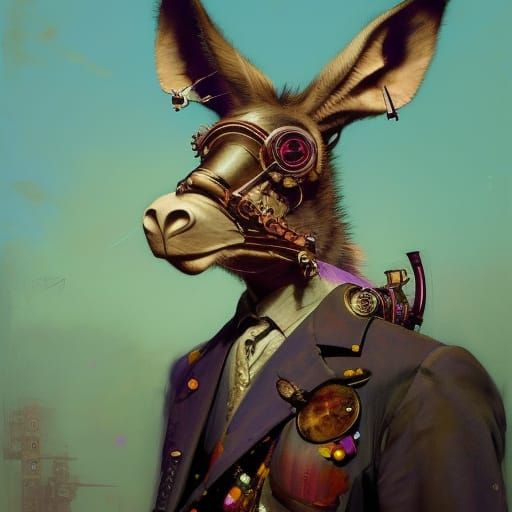 Steampunk Donkey Inspired by Milne, Daeni and Steadman