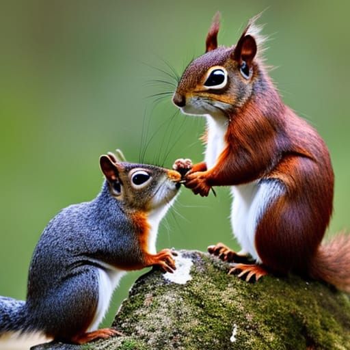 Squirrel's Unexpected Love: An AI Interpretation
