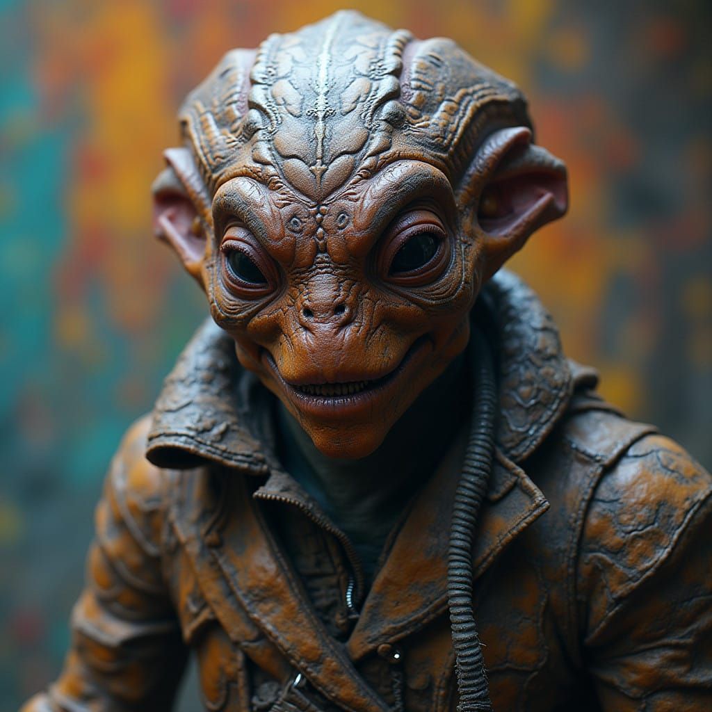 Surreal Alien Portrait in Hyperrealistic Cyberpunk Style