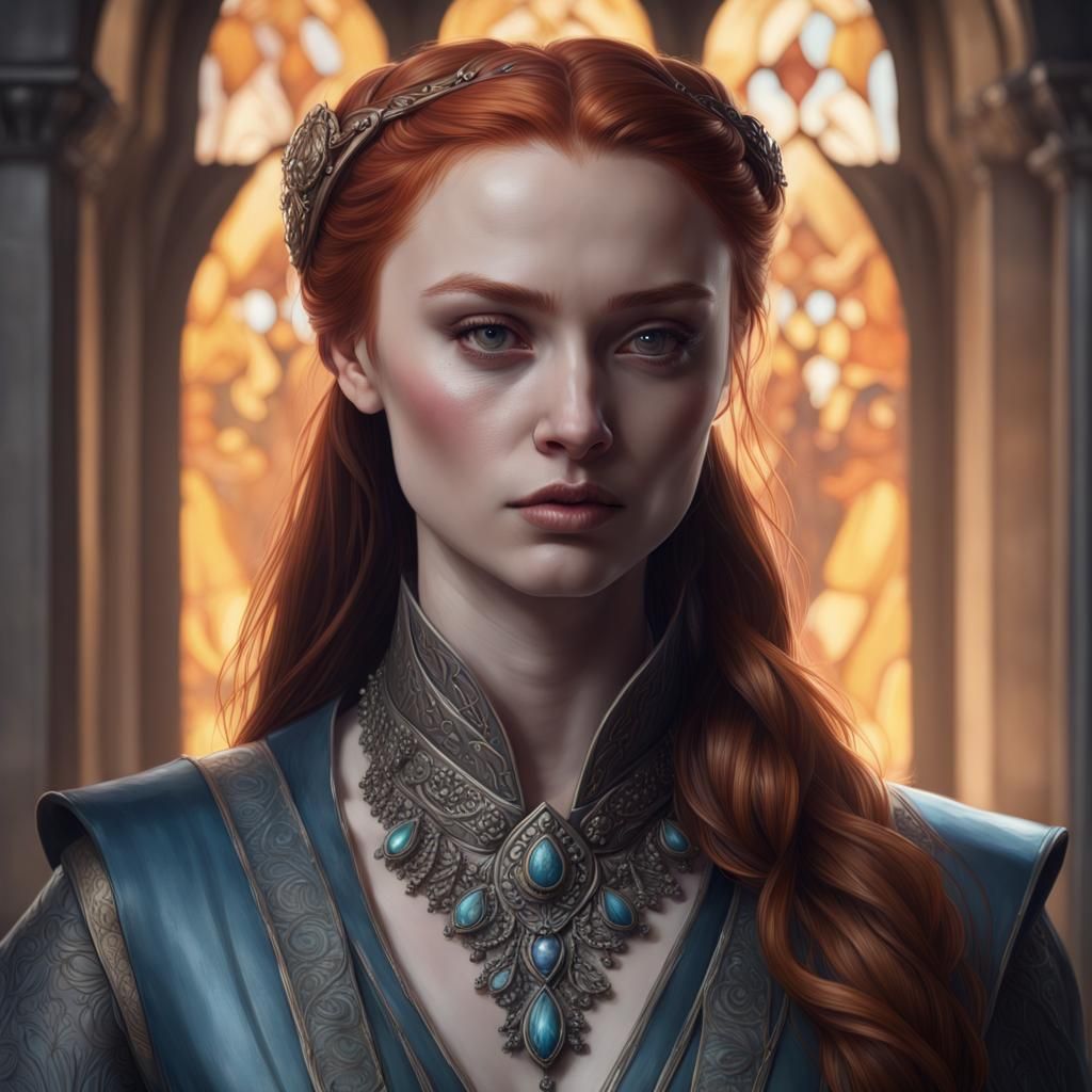 Sansa Portrait in Pre-Raphaelite Style