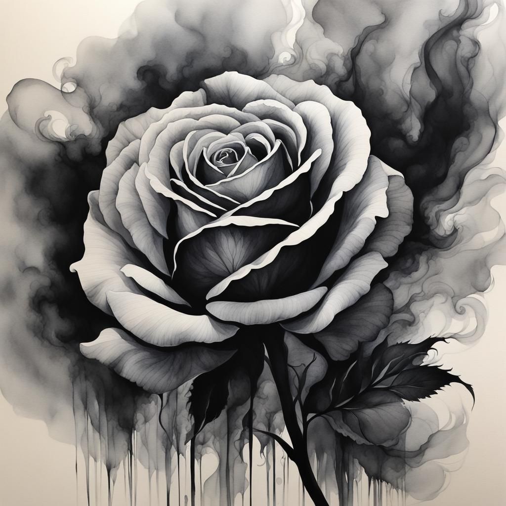 Ethereal Smoke Rose in Watercolor