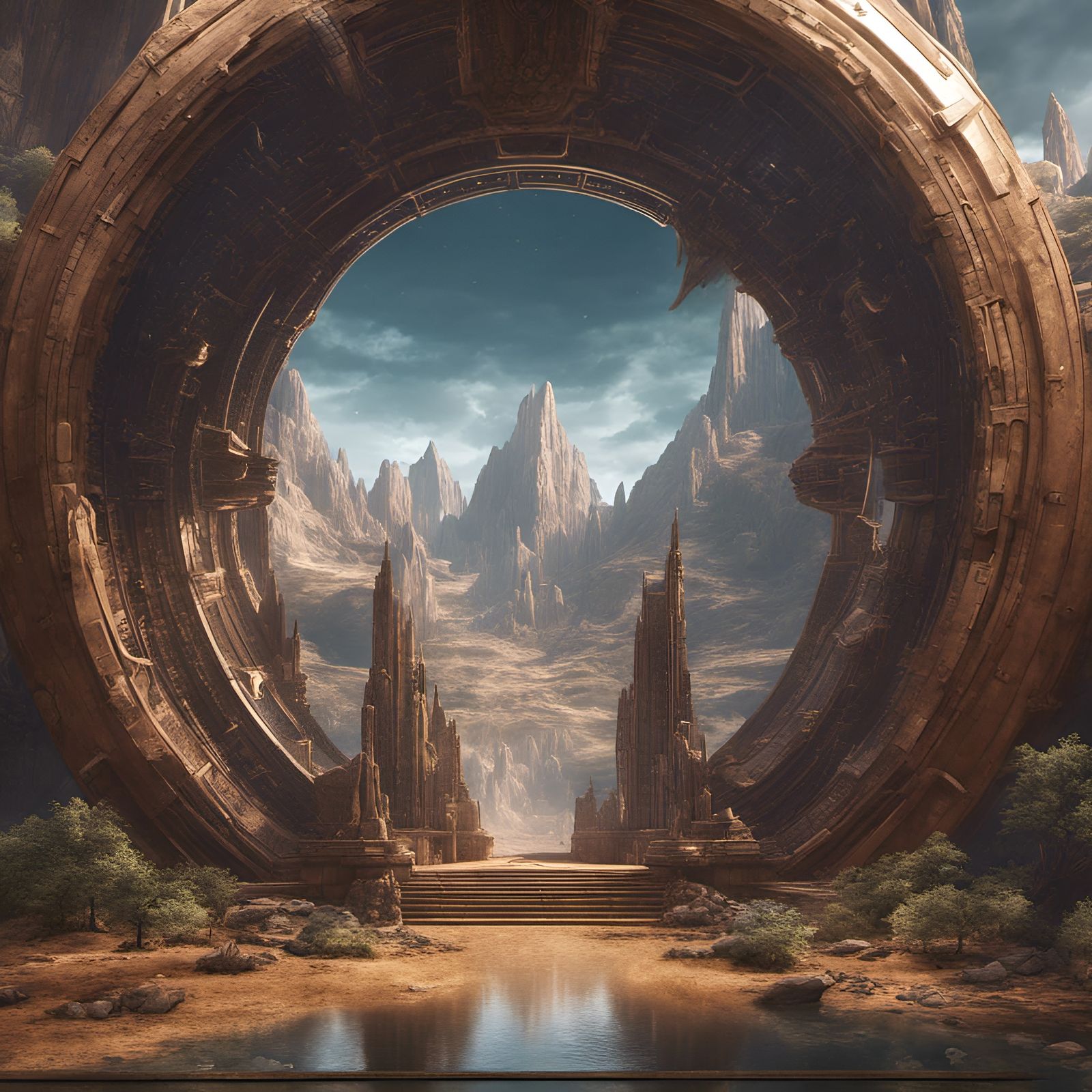 Detailed Stargate Matte Painting in Deep Color