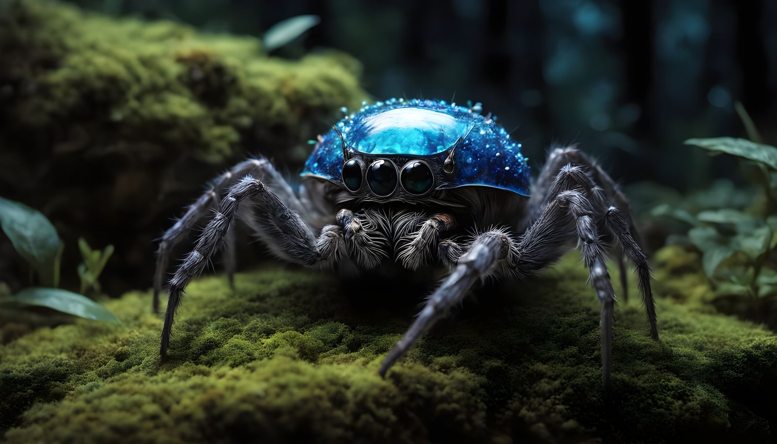 Mysterious Feline Arachnid Emerges in Dreamlike Scene