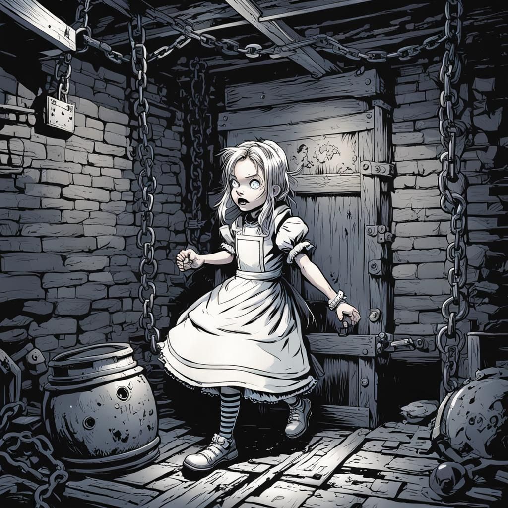 Chained Figure in Basement, Comic Book Art