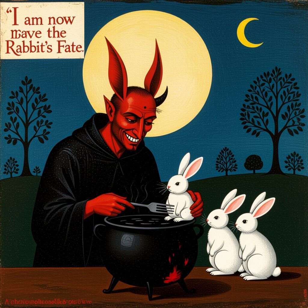 Devil as Rabbit's Fate Under Moonlight