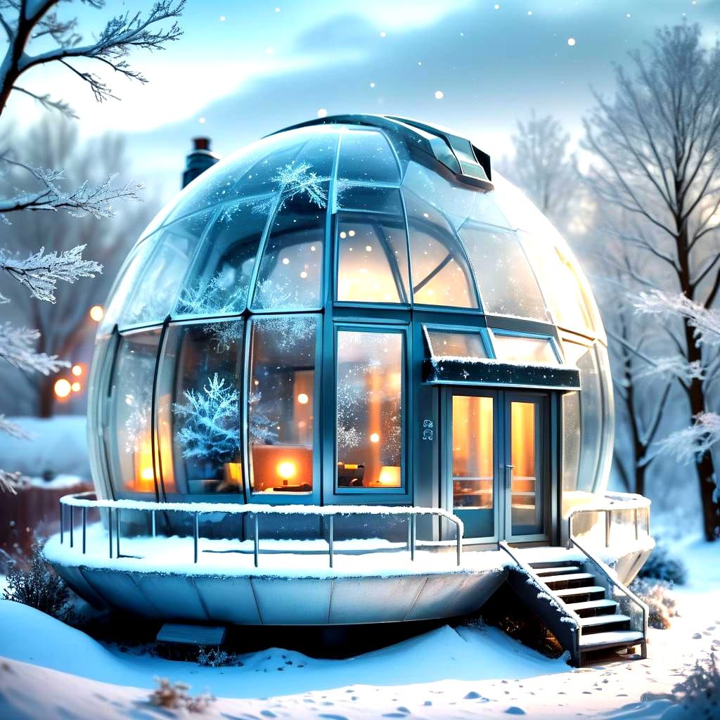 Sci-Fi Winter Wonderland Glass Dome: Bokeh Photography