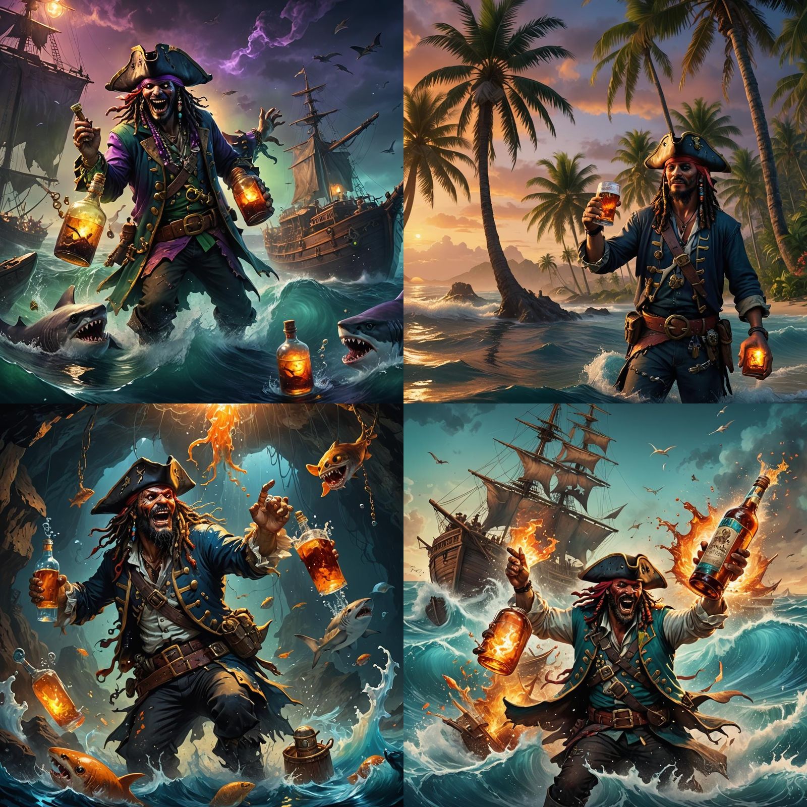 Pirate vs Shark: Detailed Matte Painting