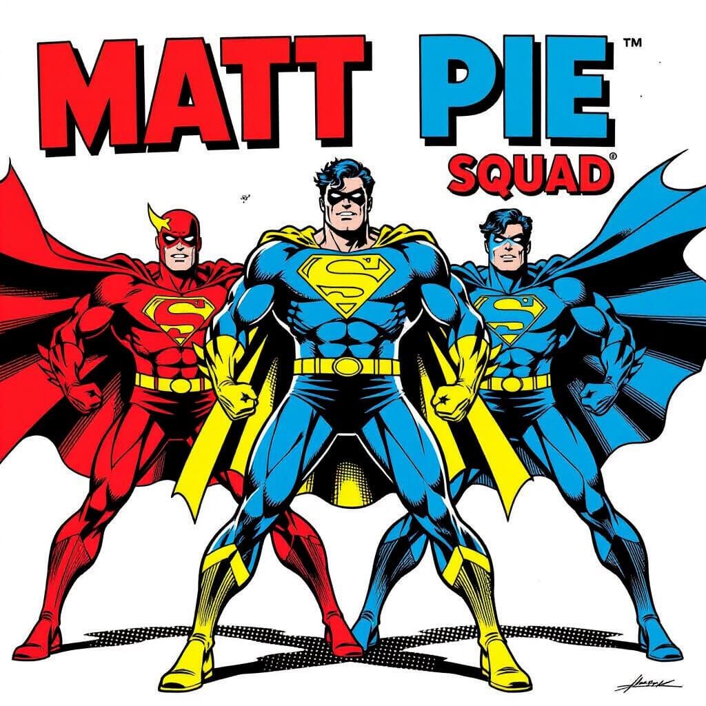 Retro Comic Superheroes in Bold Colors and Halftone Style