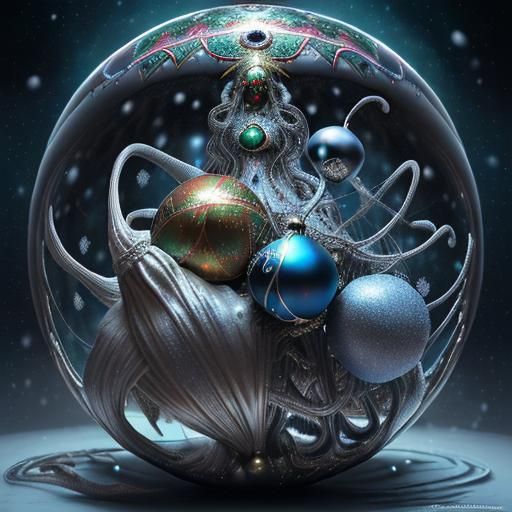 Surreal Christmas Balls with Cosmic Characters
