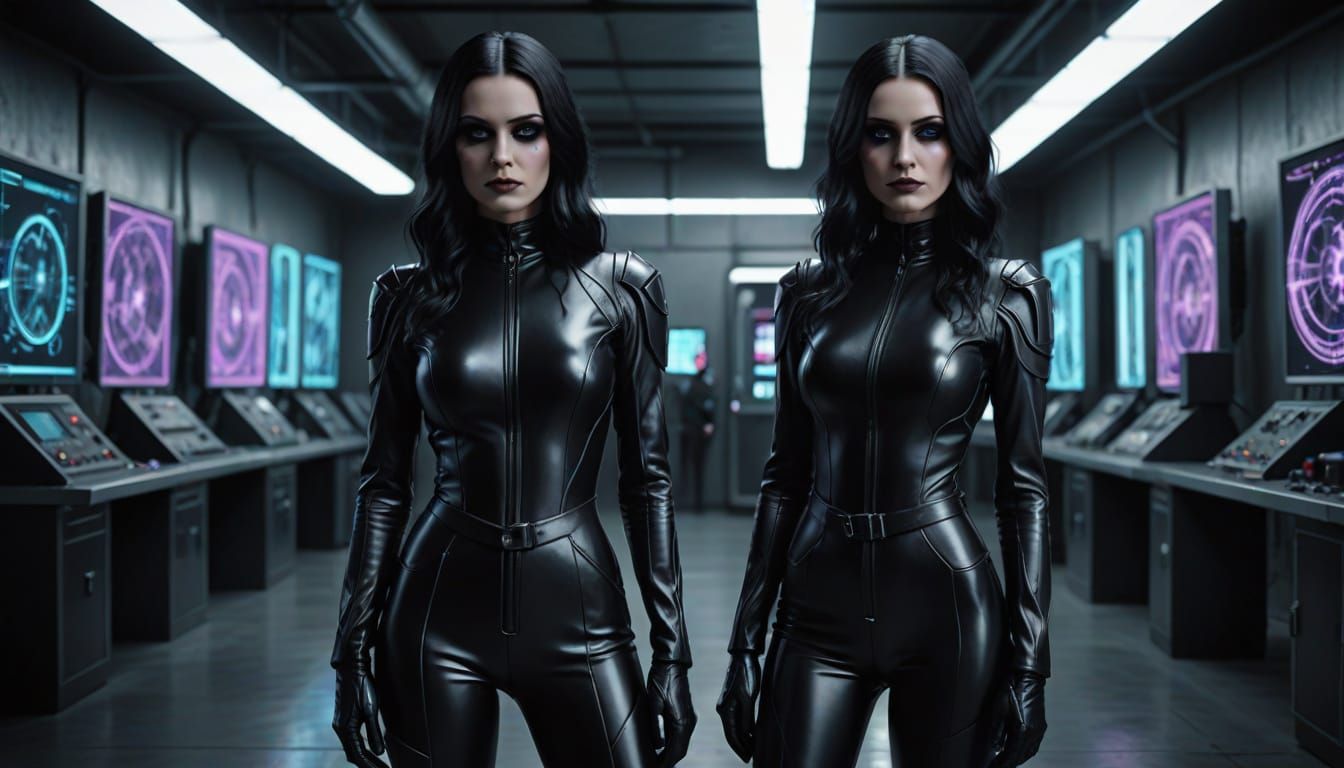 Goth Model in Futuristic Lab: Hyper-Realistic Digital Art