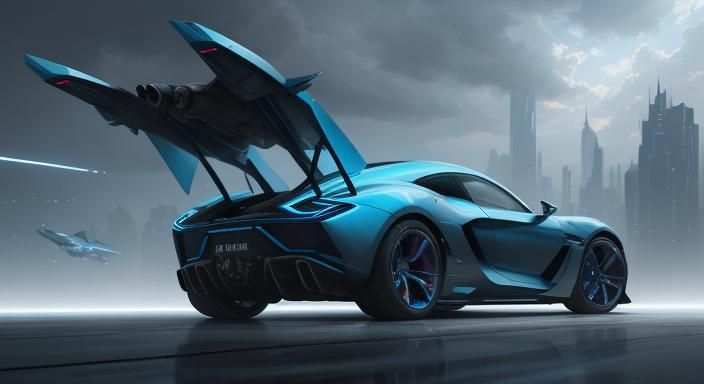 Futuristic City with Flying Cars in Digital Art