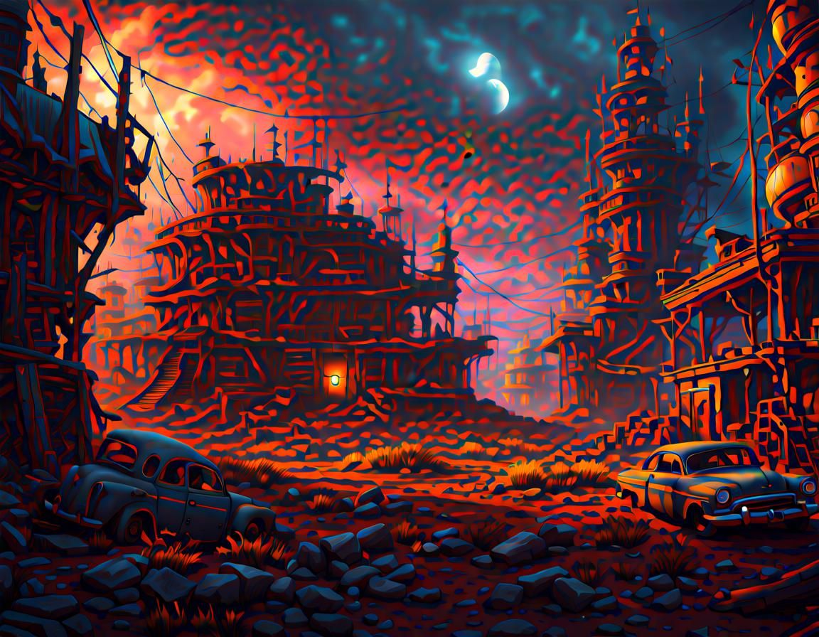 Detailed Post-Apocalyptic Wonderland Concept Art