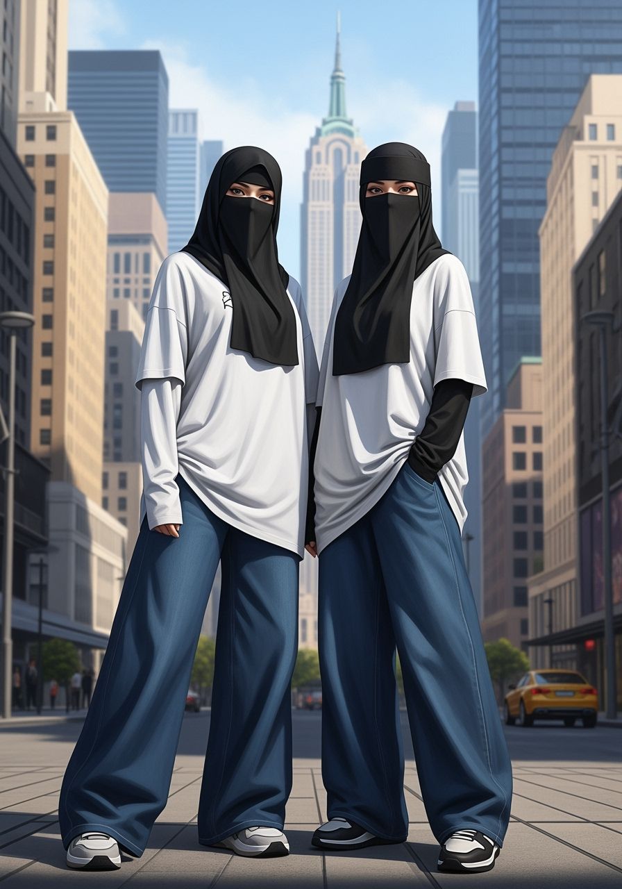Niqabi Girls in NYC: Ultra-Realistic Digital Art