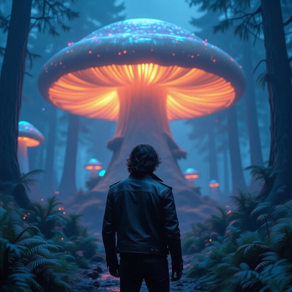 Ethereal Bioluminescent Mushroom Forest: Cinematic Illustrat...