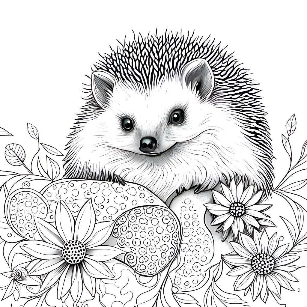 Intricate Hedgehog Coloring Page for Adults